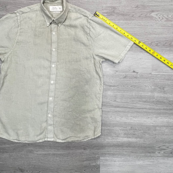 ABERCROMBIE FITCH Linen Button Down Short Sleeve Shirt Mens XL Light Beige - Picture 11 of 12